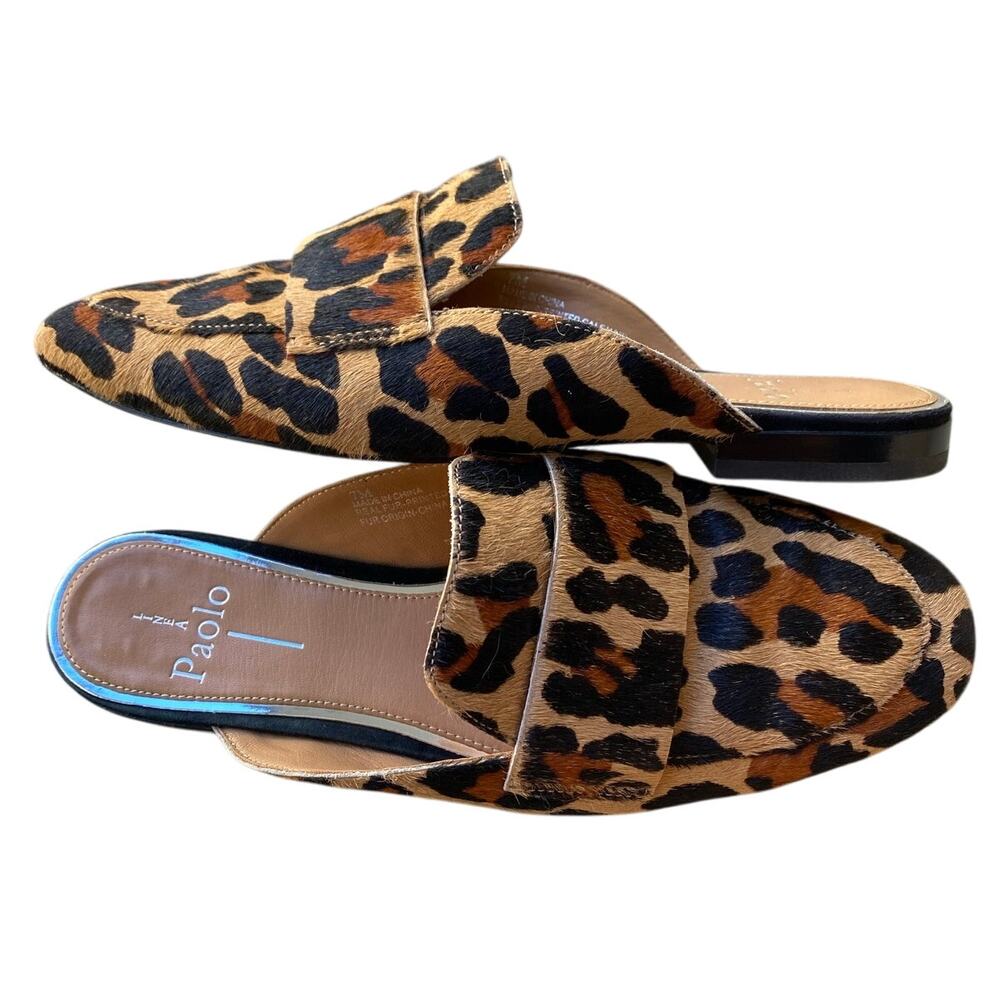 Nordstrom Linea Paolo Annie Calf Hair Loafer Mule US 7 Tan Leopard Animal Print - Picture 4 of 11